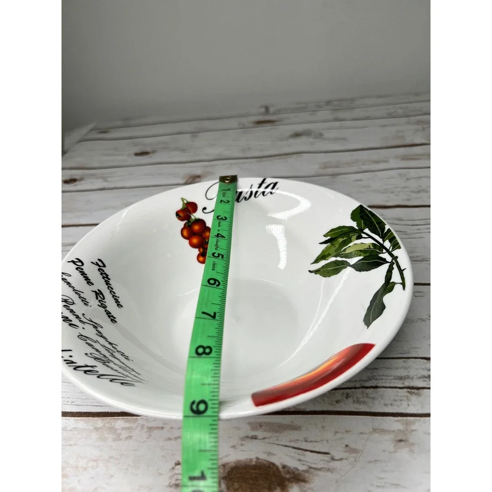 Hampton Pasta Bowl Set White Red Tomato Vine Script 4 Piece Set
